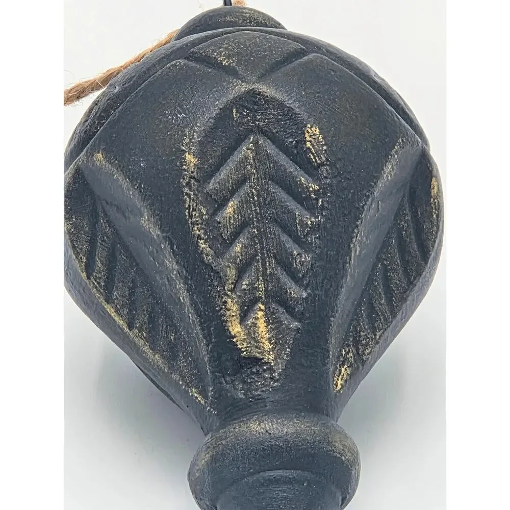 Upcycled Carved Ornament – Vintage‑Style Holiday Decor, Black & Gold Christmas